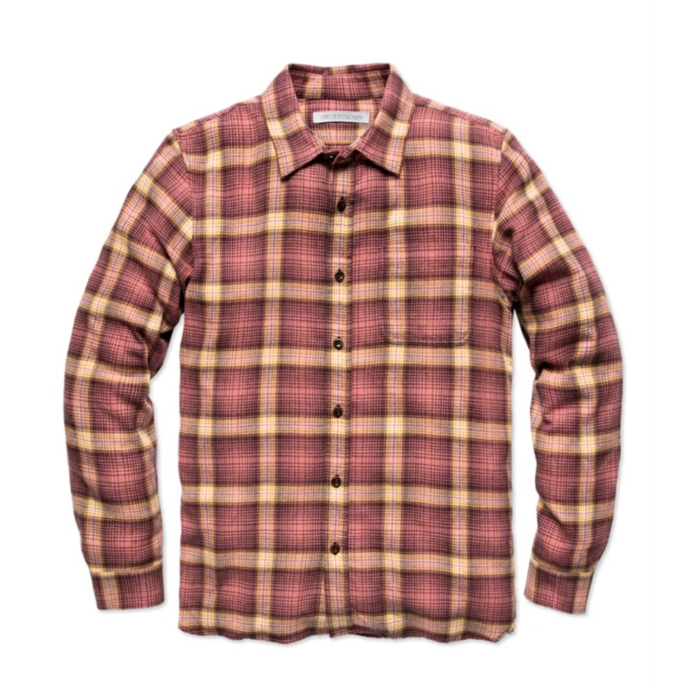 Outerknown Transitional Flannel (Mineral Red/Marin Plaid, L)